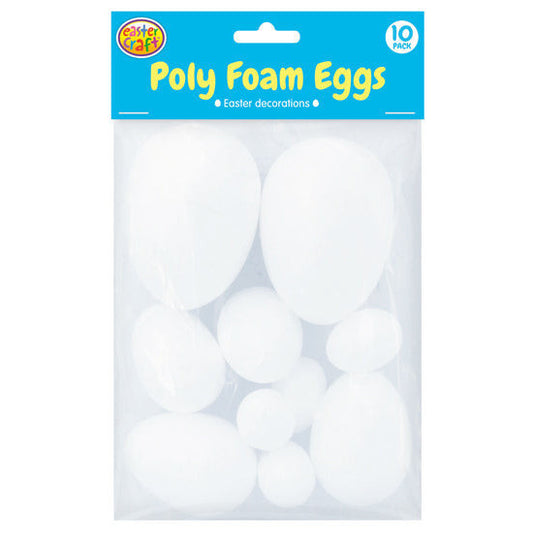 Polystyrene Easter Eggs Assorted Sizes - 10 Pack