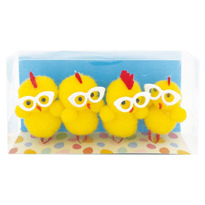 Yellow Easter 6cm Chicks with White Glasses - 4 Pack