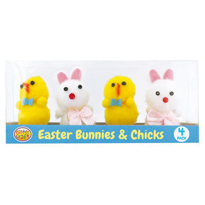 Yellow Easter Bunnies & Chicks with Bow Ties - 4 Pack