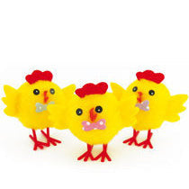 Yellow Easter Winged Chicks (4cm) with Bow Ties - 6 Pack