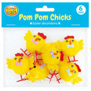 Yellow Easter Winged Chicks (4cm) with Bow Ties - 6 Pack