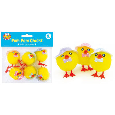 Yellow Easter 4.5cm Chicks with Hats - 6 Pack