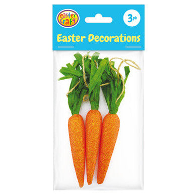 Glitter Carrot Decorations 15cm - 3 Pack