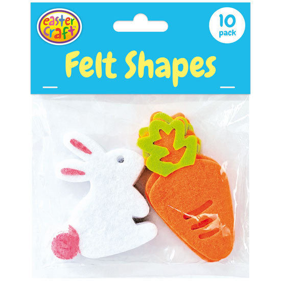 Felt Easter Shapes Bunnies & Carrots - 10 Pack