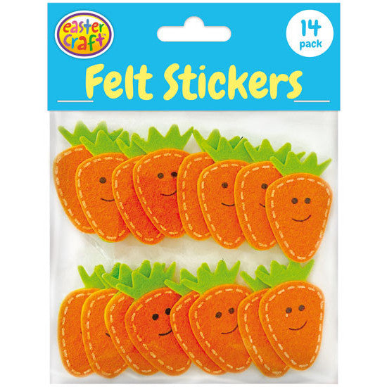 Felt Carrot Stickers for Easter Crafts - 14 Pack