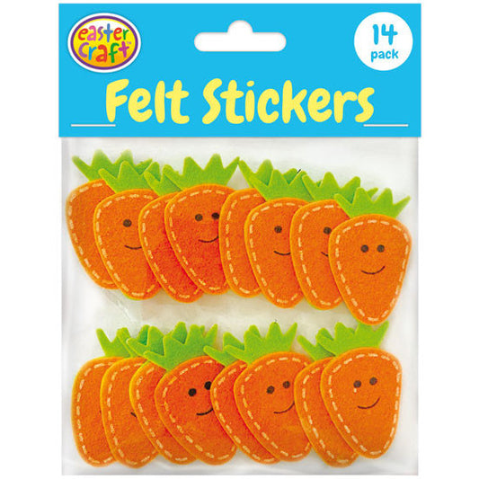 Felt Carrot Stickers for Easter Crafts - 14 Pack