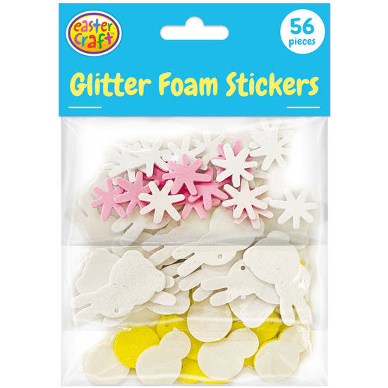 Glitter Foam Easter Stickers - 56 Pack Bunnies, Chicks & Splats