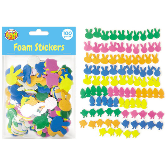 Easter Foam Stickers (Bunnies/Carrots/Chicks) - 100 Pack