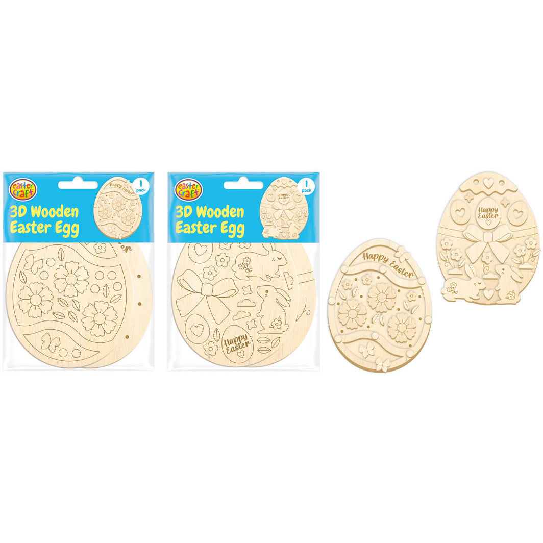 3D Wooden Easter Egg Craft Kit 1pk