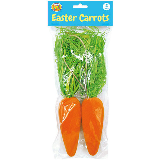 Large Flocked Carrot Decorations 23.5cm - 2 Pack