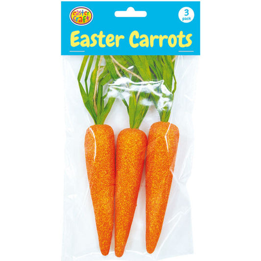 Glitter Carrot Decorations 21cm - 3 Pack
