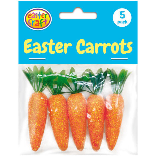 Orange Glitter Flocked Carrot Decorations 7cm - 5 Pack