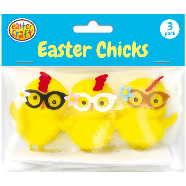 Yellow Easter Chicks with Funky Glasses - 3 Pack