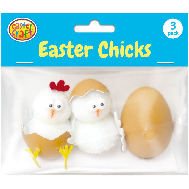 Hatching White Easter Chicks 6cm - 3 Pack
