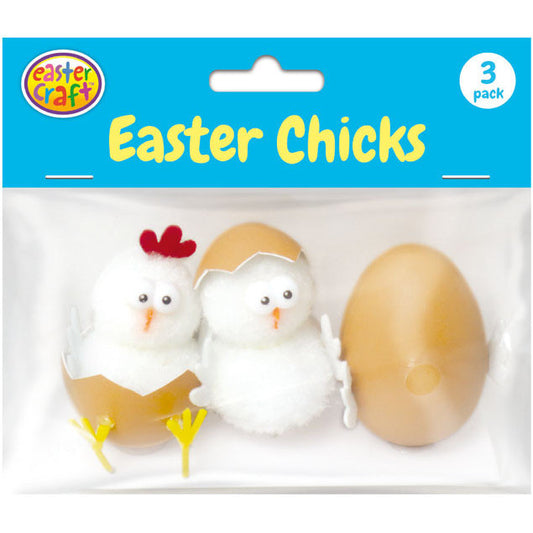 Hatching White Easter Chicks 6cm - 3 Pack