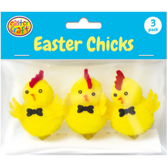 Yellow Easter Chenille Chicks with Bow Ties - 3 Pack