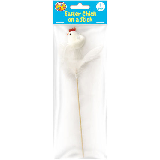 White Feather Chicken Decorative Pick 23cm