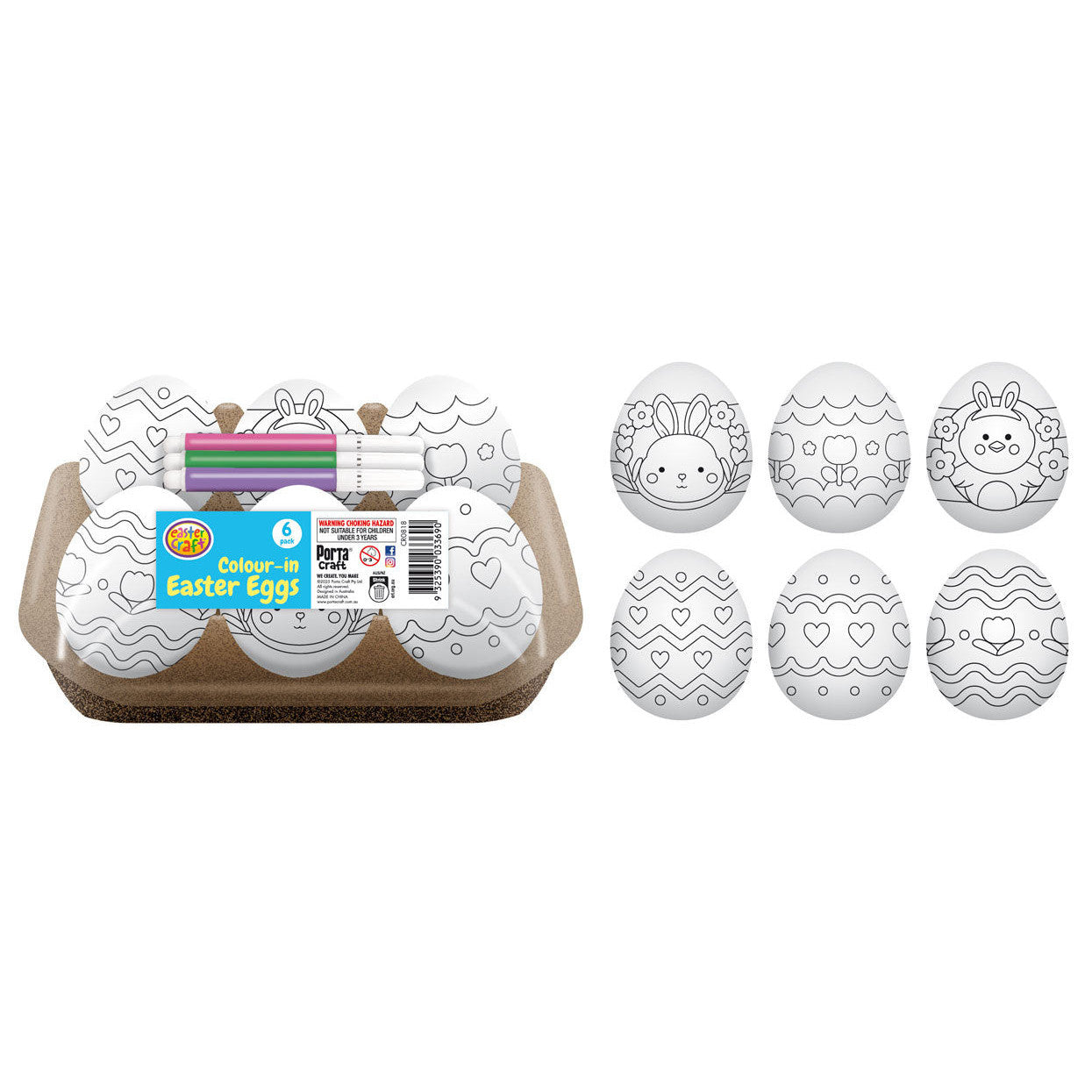Colour In Easter Egg Craft Kit - 6 Pack
