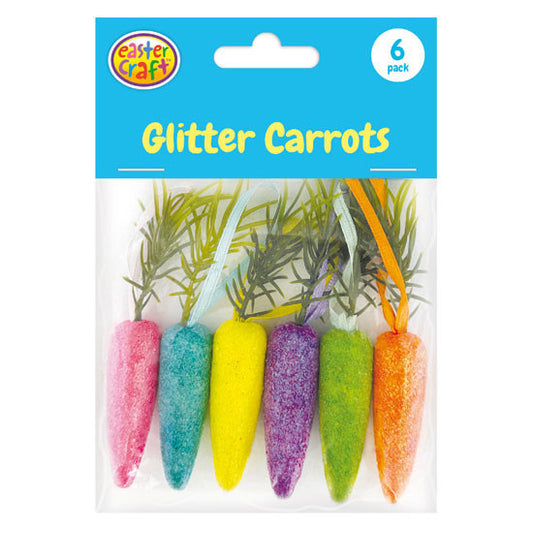 Assorted Colour Flocked Carrot Decorations 8.5cm - 6 Pack