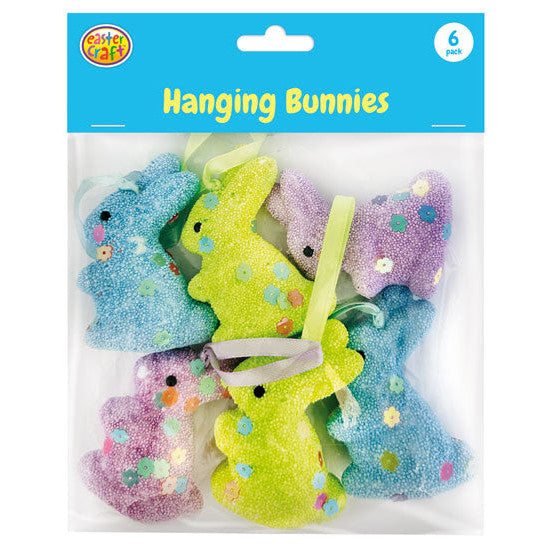 Sequin Foam Hanging Bunny Decorations - 6 Pack