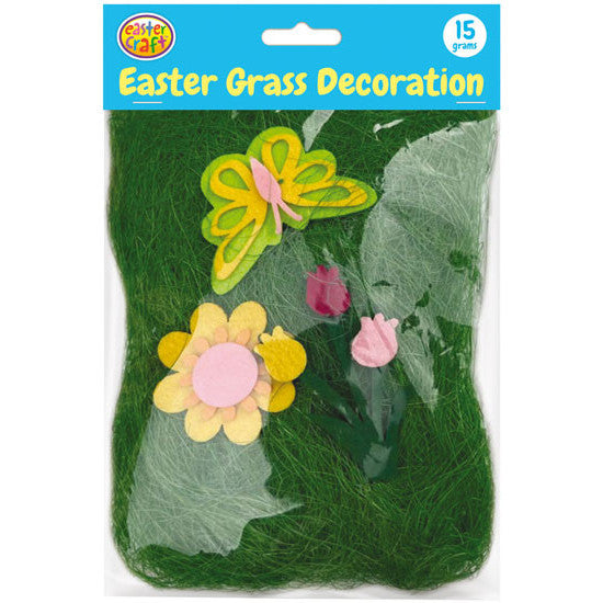 Easter Grass Decoration with Butterfly & Flowers 15g