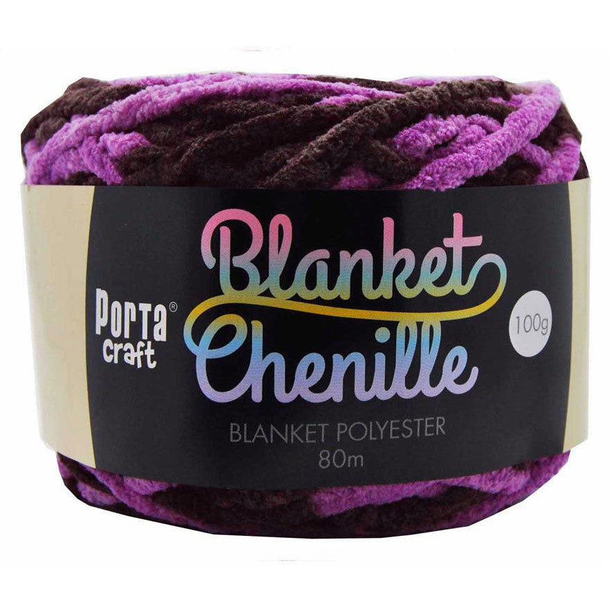 Purple and Brown multi coloured chenille yarn by Porta Craft