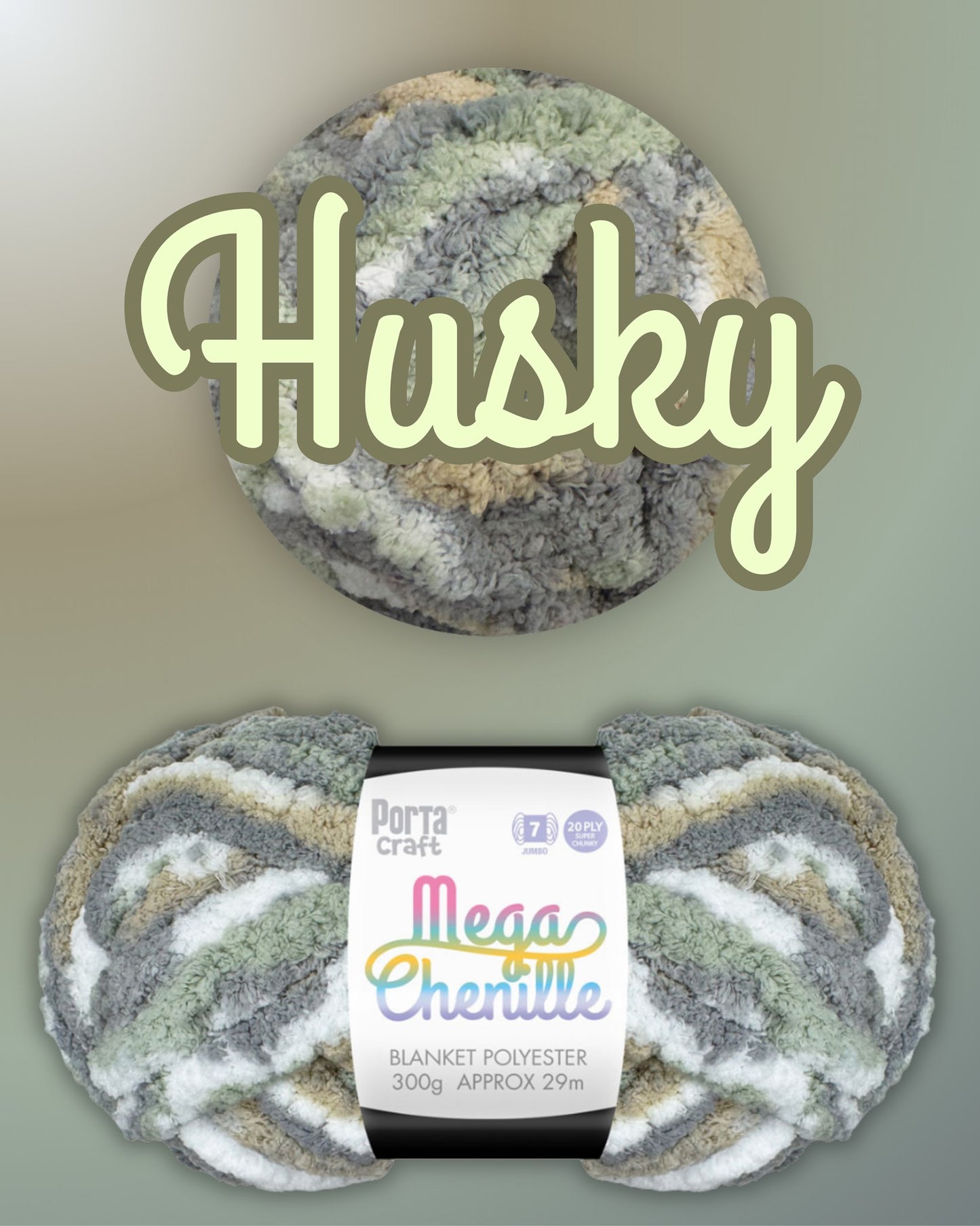 Mega Chenille Yarn 300g 29m 20ply Multi Husky