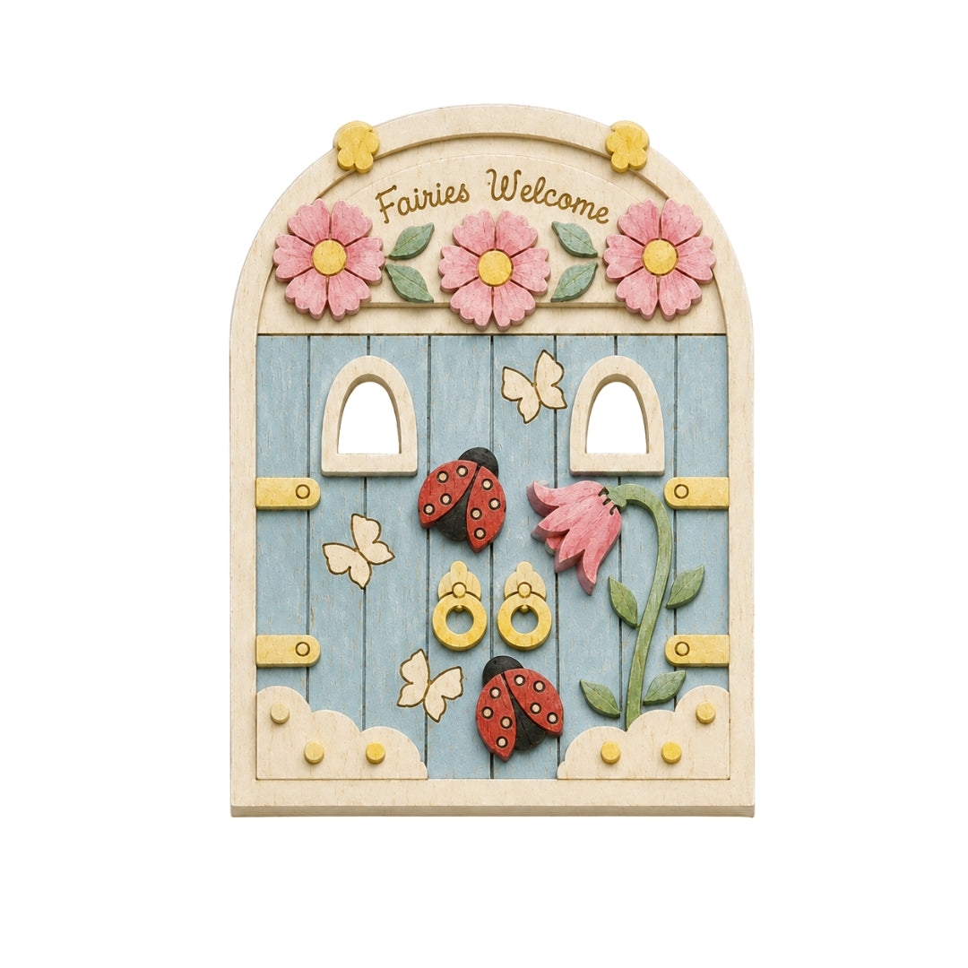 Fairy Door 3D Wooden - Ladybugs