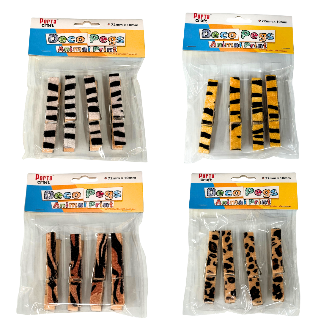 Animal Print Pegs 4pcs