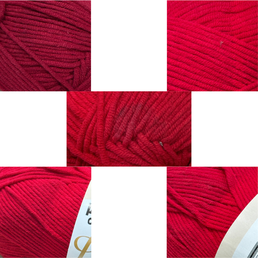 DUSTY Luxe Cotton Blend 100g 220m 8ply Reds 6pk Mixed Bundle