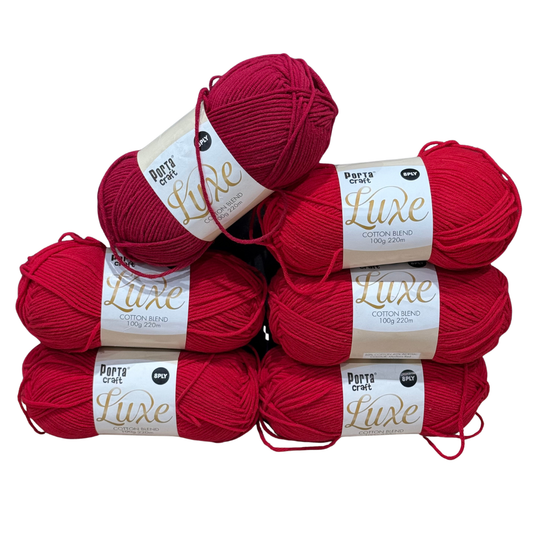 DUSTY Luxe Cotton Blend 100g 220m 8ply Reds 6pk Mixed Bundle