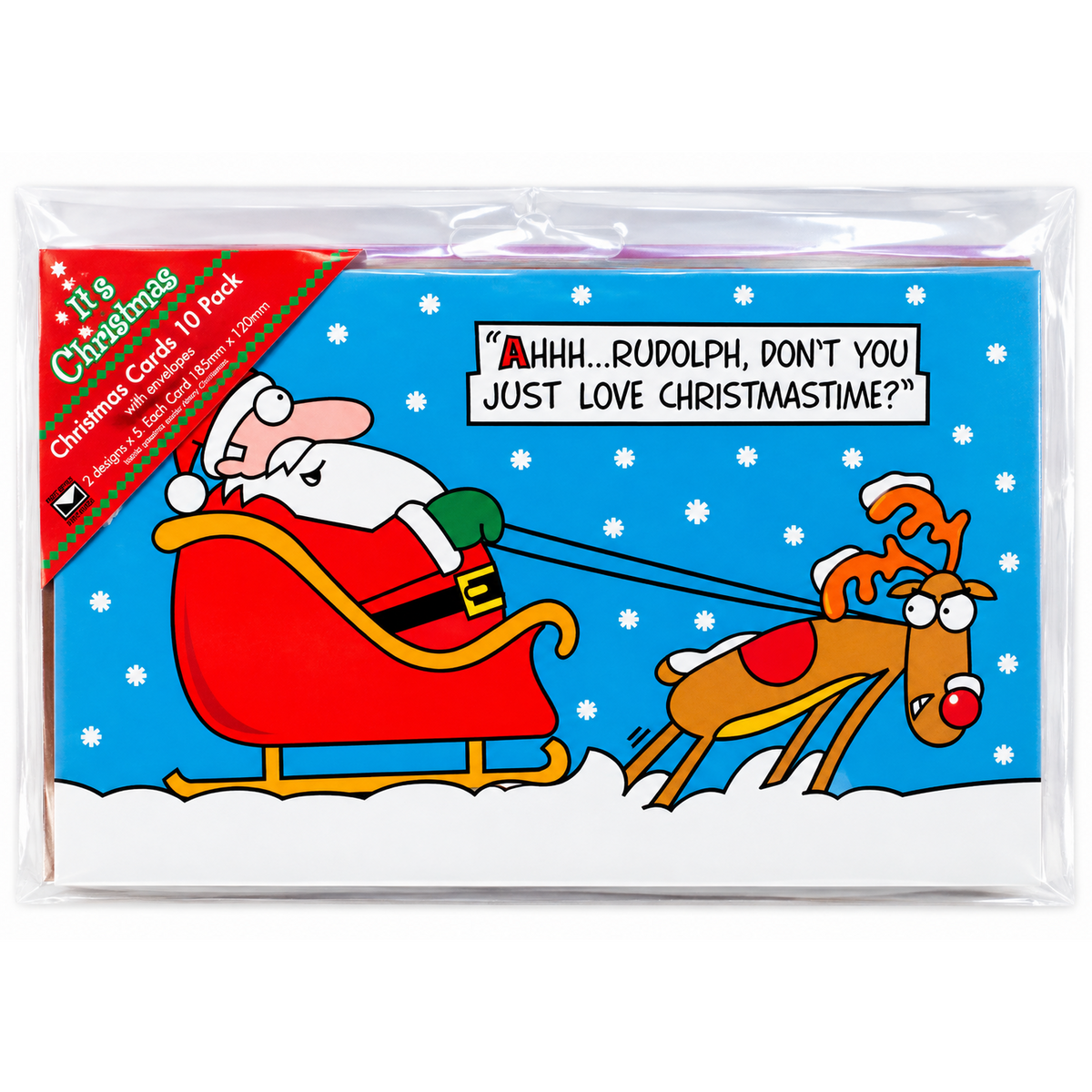 Humorous Christmas Cards 10pk - Chimney & Sleigh