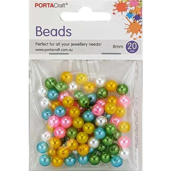 Pearl Beads Round 8mm 20g- Pastel Assorted