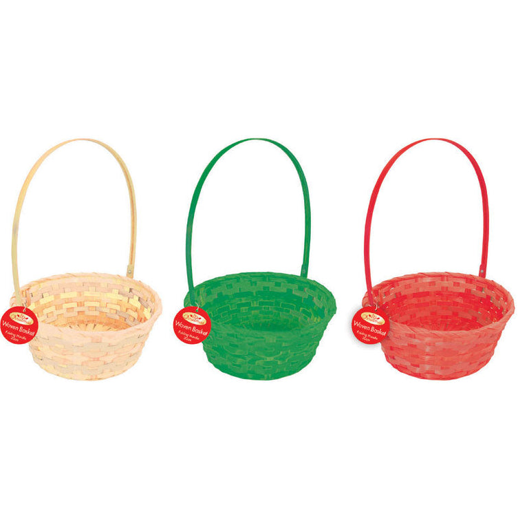 Round Woven Bamboo Christmas Baskets 20cm - 3 Pack