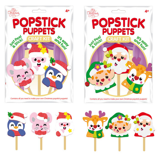 Christmas Foam Popstick Puppets 6 Pack