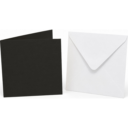 Cards Square 13cm Textured 8pk - Black