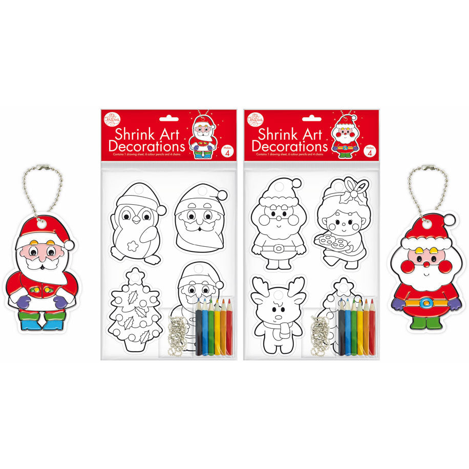 Christmas Shrink Art Decorations 8 Pack