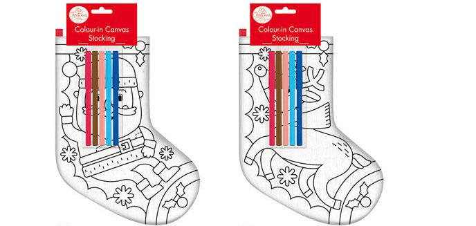Colour-In Christmas Stockings with Markers 2 Pack