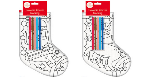Colour-In Christmas Stockings with Markers 2 Pack