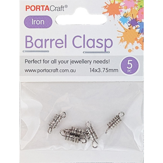 Barrel Clasps 14x3.75mm 5 Pack - Iron