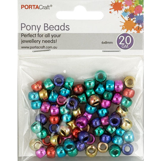 Beads Pony 8mm 20g - Metallic Multicolour