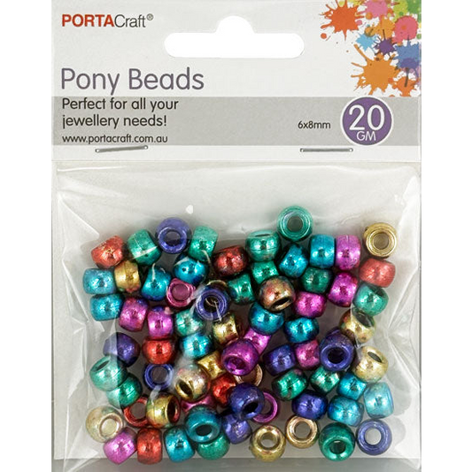 Beads Pony 8mm 20g - Metallic Multicolour