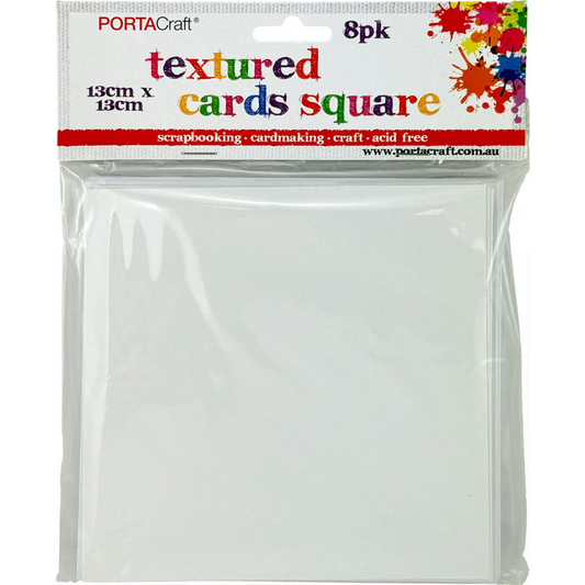 Cards Square 13cm Textured 8pk - White