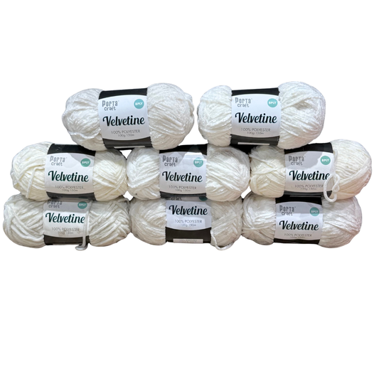 DUSTY Velvetine Yarn 100g 8ply White 8pk Bundle