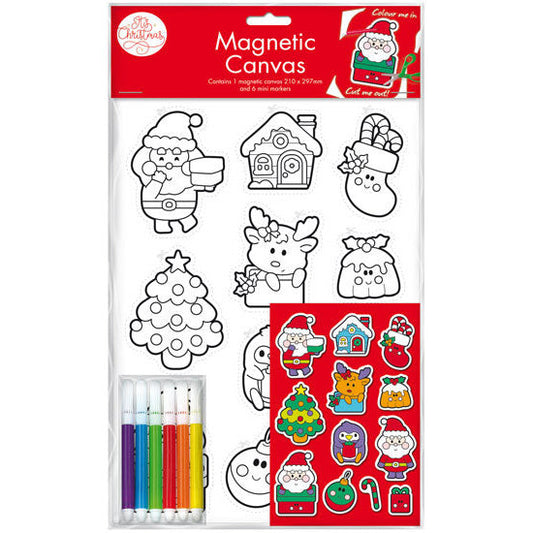 Colour-In Christmas Canvas Magnet Set