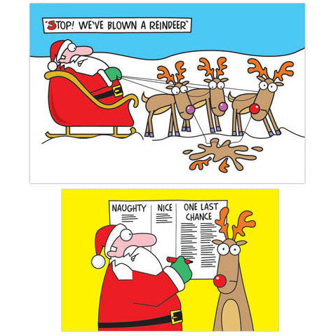 Humorous Christmas Cards 10pk - Funny Reindeer