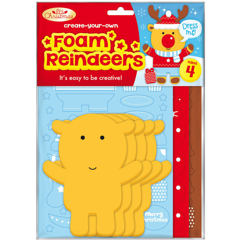 Create-Your-Own DIY Foam Craft Kit - Reindeer 4pk