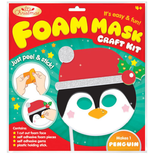 Kids Christmas Foam Mask Craft Kit – Easy Peel & Stick Activity