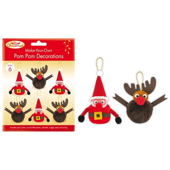 Make Your Own Pom Pom Christmas Ornaments 6pk