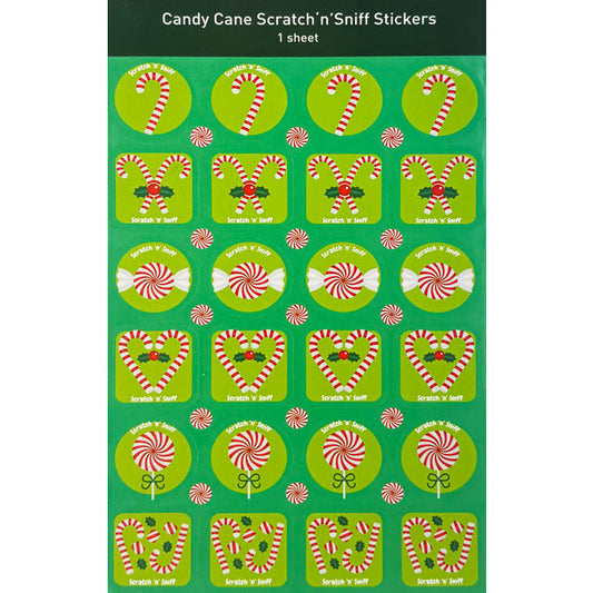Candy Cane Scratch ’n’ Sniff Stickers – Scented Christmas Sticker Sheet